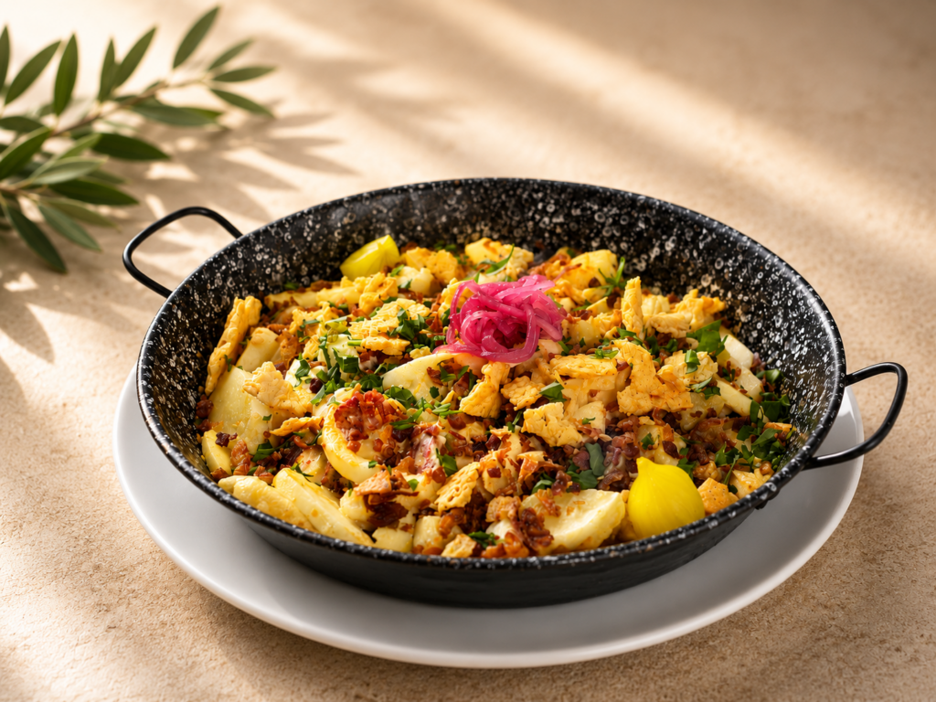 Home Dirty fries -hasábburgonya, cheddar szósz, bacon, fűszeres tejföl