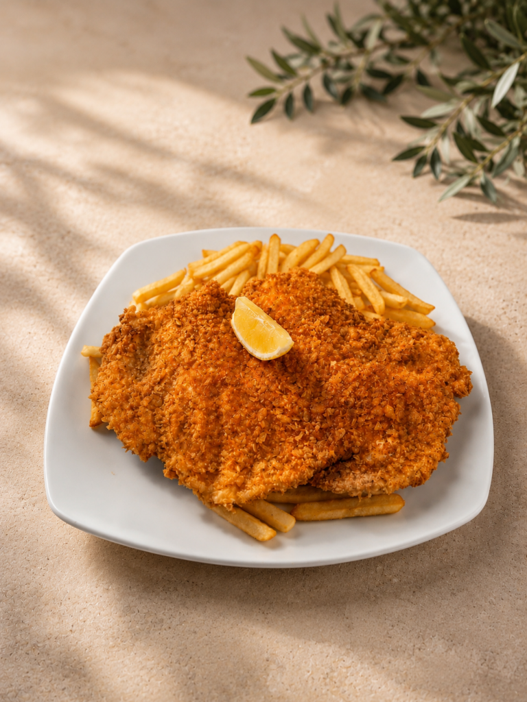 Home Óriás csirke bécsi-hasábburgonya